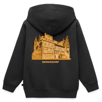 Bergedorf Schloss Hambourg Musée Vierlande - Sweat Premium à capuche zippé enfant bio - noir - Dos - AI Model Kid Male (0cm)