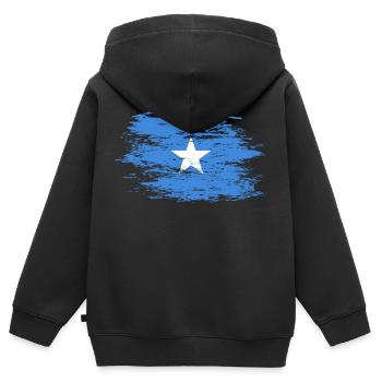 Somalia Flagge used - Kinder Premium Organic Zip Hoodie - Schwarz - Hinten - AI Model Kid Male (0cm)
