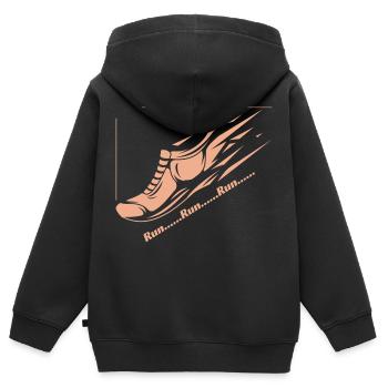 Run... Run... Run... - Kinder Premium Organic Zip Hoodie - Schwarz - Hinten - AI Model Kid Male (0cm)