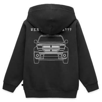 Wer ist Greta - Kinder Premium Organic Zip Hoodie - Schwarz - Hinten - AI Model Kid Male (0cm)