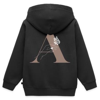 Magischer Schmetterlingsbuchstabe - Kinder Premium Organic Zip Hoodie - Schwarz - Hinten - AI Model Kid Male (0cm)