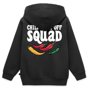 Funny Chili Cook Off Squad Hot Spicy Food Pepper - Sweat Premium à capuche zippé enfant bio - noir - Dos - AI Model Kid Male (0cm)
