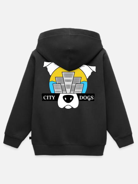 City Dogs - Kinder Premium Organic Zip Hoodie - Schwarz