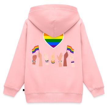 Herz Gay Pride - Kinder Premium Organic Zip Hoodie - Rosa - Hinten - AI Model Kid Female (0cm)
