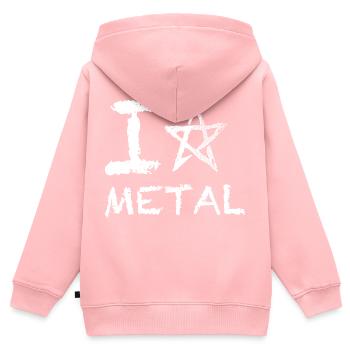 I Penta Metal - Logo Blanc - Sweat Premium à capuche zippé enfant bio - rose - Dos - AI Model Kid Female (0cm)