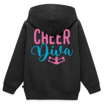 Cheer Diva Cheerleading Cheerleader - Sweat Premium à capuche zippé enfant bio - noir - Dos - AI Model Kid Male (0cm)