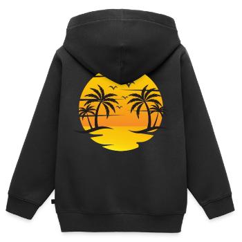 Sommerferien am Meer - Kinder Premium Organic Zip Hoodie - Schwarz - Hinten - AI Model Kid Male (0cm)