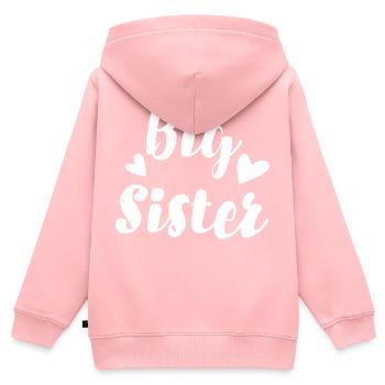 big sister - Sweat Premium à capuche zippé enfant bio - rose - Dos - AI Model Kid Female (0cm)