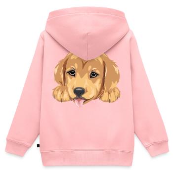 Lächelnder Golden Retriever Welpenkopf - Kinder Premium Organic Zip Hoodie - Rosa - Hinten - AI Model Kid Female (0cm)