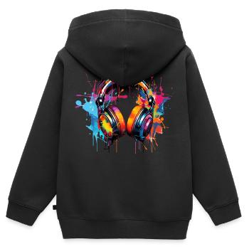 Kopfhörer Graffiti Style - Kinder Premium Organic Zip Hoodie - Schwarz - Hinten - AI Model Kid Male (0cm)