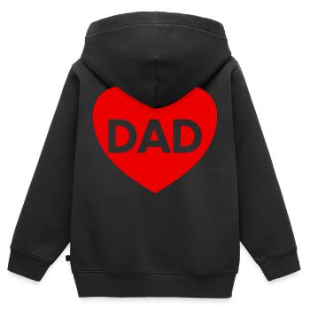 Cœur rouge papa transparent - Sweat Premium à capuche zippé enfant bio - noir - Dos - AI Model Kid Male (0cm)
