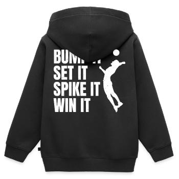 Bump It Set It Spike It Win It Spiker Volleyball P - Kinder Premium Organic Zip Hoodie - Schwarz - Hinten - AI Model Kid Male (0cm)