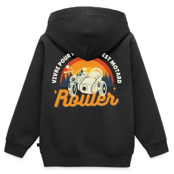 motard - Sweat Premium à capuche zippé enfant bio - noir - Dos - AI Model Kid Male (0cm)