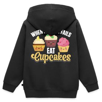 Quand tout le reste échoue Mangez des cupcakes Drôle de chef pâtissier - Sweat Premium à capuche zippé enfant bio - noir - Dos - AI Model Kid Male (0cm)