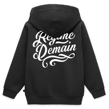 Régime demain - Sweat Premium à capuche zippé enfant bio - noir - Dos - AI Model Kid Male (0cm)