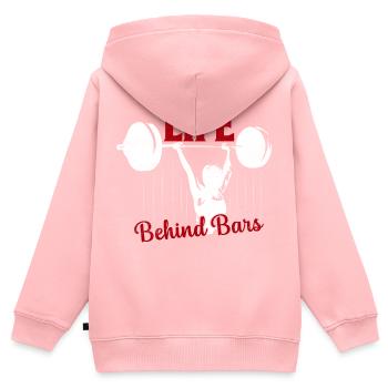 Life Behind Bars Workout Training Weight Lifting - Kids Premium Organic Zip-up Hoodie - rose - Back - AI Model Kid Female (0cm)