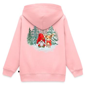 Wichtel Knut mit Rentier Stella - Kinder Premium Organic Zip Hoodie - Rosa - Hinten - AI Model Kid Female (0cm)