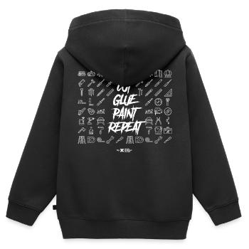 Ausschneiden, Kleben, Malen, Wiederholen - Kinder Premium Organic Zip Hoodie - Schwarz - Hinten - AI Model Kid Male (0cm)