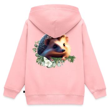 Chemise Hérisson et Accessoires - Hedgehog Design - Sweat Premium à capuche zippé enfant bio - rose - Dos - AI Model Kid Female (0cm)