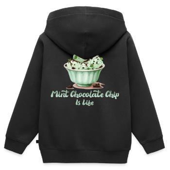 Minz Schoko Chip Eis Ist Leben - Kinder Premium Organic Zip Hoodie - Schwarz - Hinten - AI Model Kid Male (0cm)