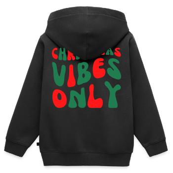 Nur weihnachtliche Vibes - Kinder Premium Organic Zip Hoodie - Schwarz - Hinten - AI Model Kid Male (0cm)