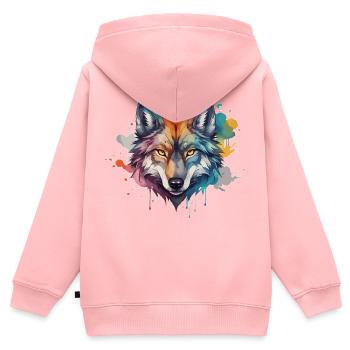 Wolf Watercolor Spirit Watercolor - Kids Premium Organic Zip-up Hoodie - rose - Back - AI Model Kid Female (0cm)