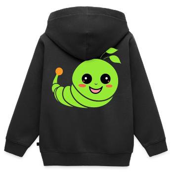 Chenilles insecte Amour petite chenille - Sweat Premium à capuche zippé enfant bio - noir - Dos - AI Model Kid Male (0cm)