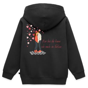 Valentinstag - Schenke Liebe und Dankbarkeit - Kinder Premium Organic Zip Hoodie - Schwarz - Hinten - AI Model Kid Male (0cm)