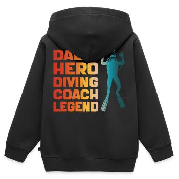 Dad Hero Diving Coach Legend Funny Diving Dad 2024 - Sweat Premium à capuche zippé enfant bio - noir - Dos - AI Model Kid Male (0cm)