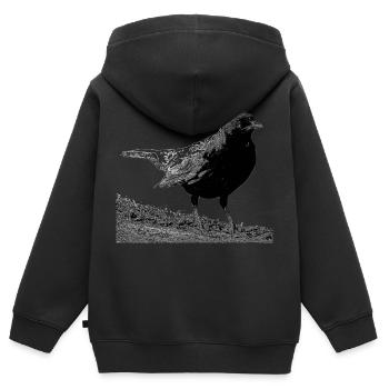 Amsel, A730357 - Kinder Premium Organic Zip Hoodie - Schwarz - Hinten - AI Model Kid Male (0cm)