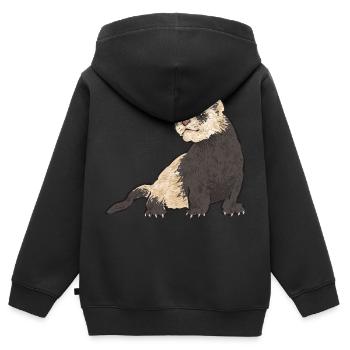 Furet, propriétaire de furet - Sweat Premium à capuche zippé enfant bio - noir - Dos - AI Model Kid Male (0cm)