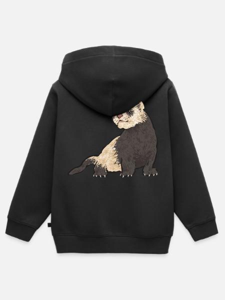 Frettchen Besitzer Frettchen - Kinder Premium Organic Zip Hoodie - Schwarz