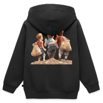 Bedeutung einer unbeschwerten Kindheit - Kinder Premium Organic Zip Hoodie - Schwarz - Hinten - AI Model Kid Male (0cm)