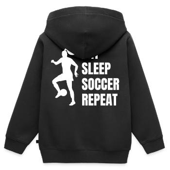 Fußballmannschaft Fußballdesign Fußballspieler - Kinder Premium Organic Zip Hoodie - Schwarz - Hinten - AI Model Kid Male (0cm)