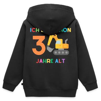 Ich bin 3 Junge Bagger - Kinder Premium Organic Zip Hoodie - Schwarz - Hinten - AI Model Kid Male (0cm)