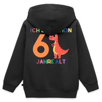 Ich bin 6 Junge Dinosaurier - Kinder Premium Organic Zip Hoodie - Schwarz - Hinten - AI Model Kid Male (0cm)