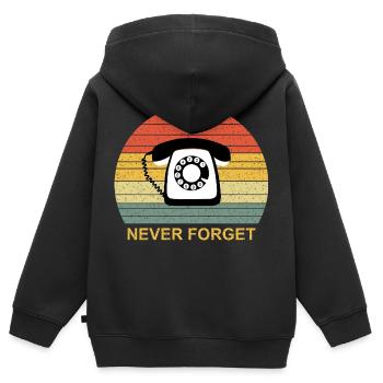 Telefon mit Wählscheibe Never Forget vintage retro - Kinder Premium Organic Zip Hoodie - Schwarz - Hinten - AI Model Kid Male (0cm)