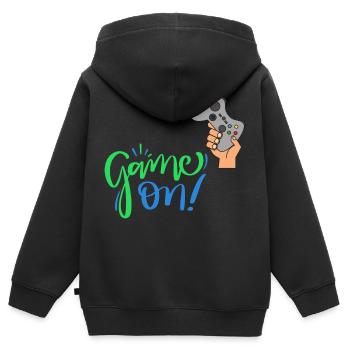 Game On - Ich bin ein Gamer! - Kinder Premium Organic Zip Hoodie - Schwarz - Hinten - AI Model Kid Male (0cm)