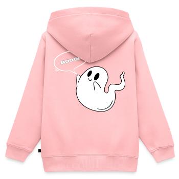 Little ghost says boooh! - Kids Premium Organic Zip-up Hoodie - rose - Back - AI Model Kid Female (0cm)