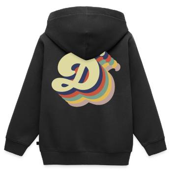 Retro-Brief - Kinder Premium Organic Zip Hoodie - Schwarz - Hinten - AI Model Kid Male (0cm)