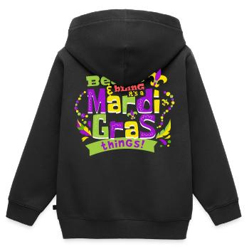 Perles et bling C’est un Mardi Gras choses - Sweat Premium à capuche zippé enfant bio - noir - Dos - AI Model Kid Male (0cm)