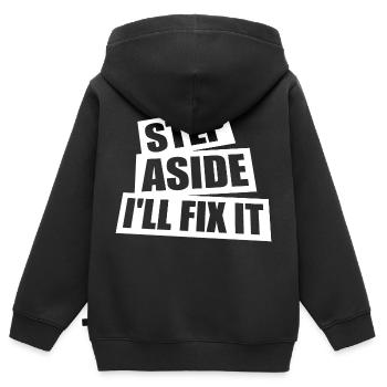 Écartez-vous, je vais le réparer pour réparer la réparation - Sweat Premium à capuche zippé enfant bio - noir - Dos - AI Model Kid Male (0cm)