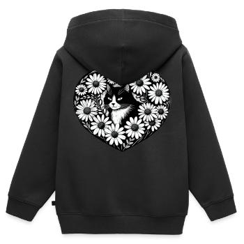 Tuxedo Cat Daisy - Kids Premium Organic Zip-up Hoodie - black - Back - AI Model Kid Male (0cm)