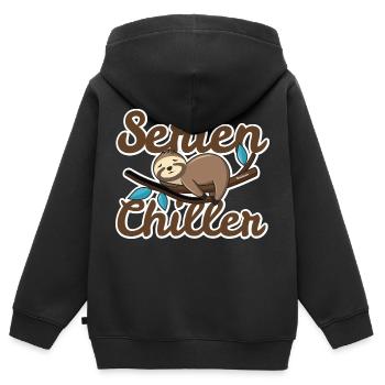 Serien-Chiller - Kinder Premium Organic Zip Hoodie - Schwarz - Hinten - AI Model Kid Male (0cm)