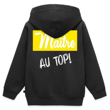MEISTER. MEISTER. HUMOR - Kinder Premium Organic Zip Hoodie - Schwarz - Hinten - AI Model Kid Male (0cm)