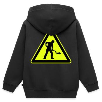 schild straßenbau baustelle 1 - Kinder Premium Organic Zip Hoodie - Schwarz - Hinten - AI Model Kid Male (0cm)
