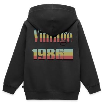 1986 anniversaire 1986 né en 1986 anniversaire - Sweat Premium à capuche zippé enfant bio - noir - Dos - AI Model Kid Male (0cm)