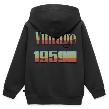 1959 anniversaire 1959 né en 1959 anniversaire - Sweat Premium à capuche zippé enfant bio - noir - Dos - AI Model Kid Male (0cm)