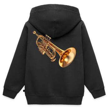 L’utilisation de la trompette - Sweat Premium à capuche zippé enfant bio - noir - Dos - AI Model Kid Male (0cm)