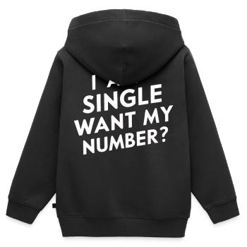 Ich bin Single Willst du meine Nummer - Kinder Premium Organic Zip Hoodie - Schwarz - Hinten - AI Model Kid Male (0cm)